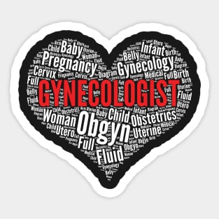 Gynecologist Doctor Heart Shape Word Cloud print Sticker